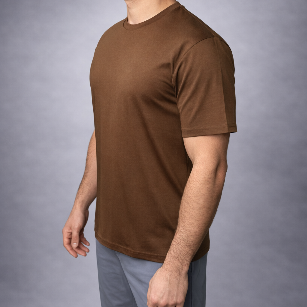 Merzerisiertes Glanz-T-Shirt – Braun