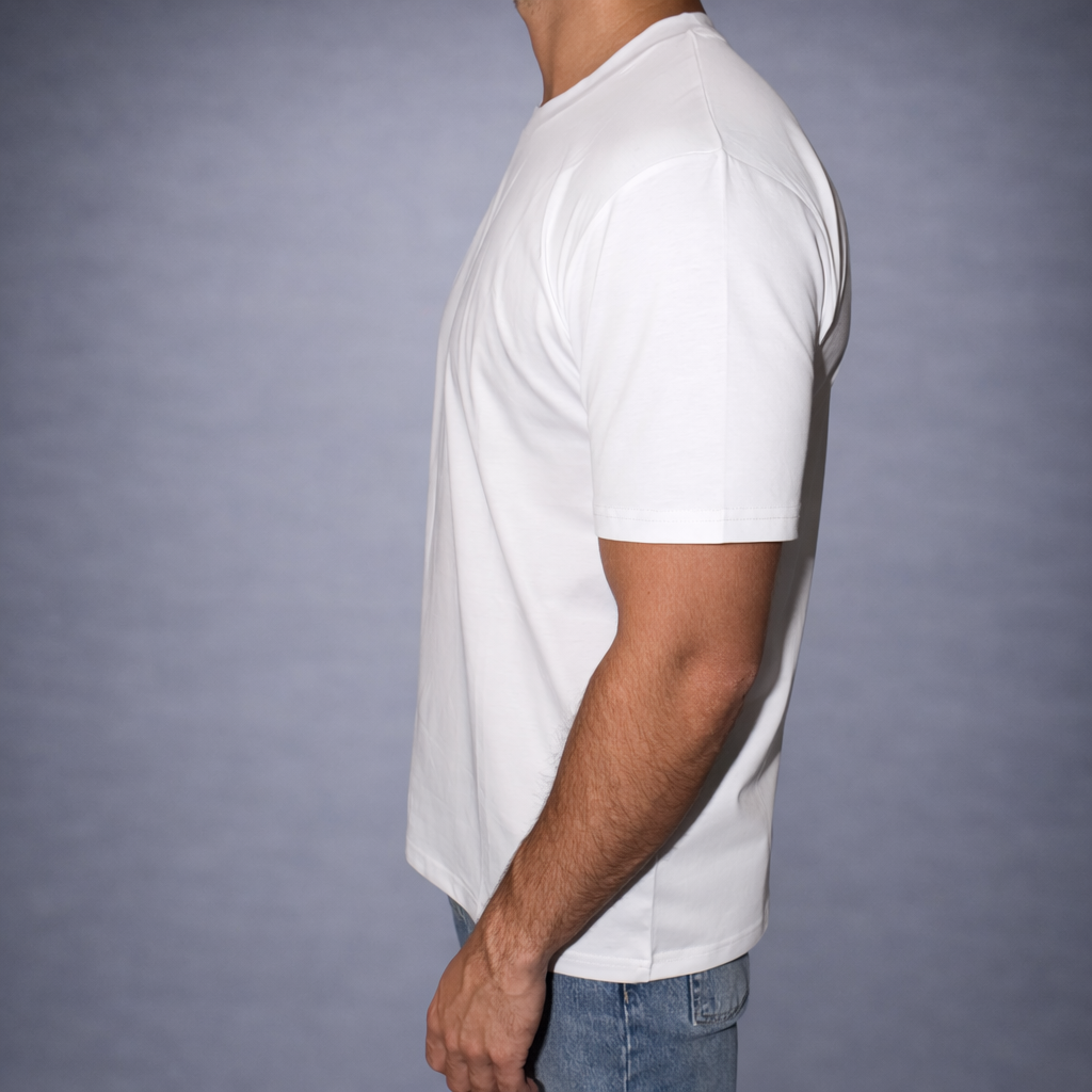 Merzerisiertes Glanz-T-Shirt – Weiß