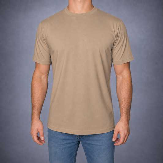 Dubbel Mercerized Glans T-shirt - Donker Beige