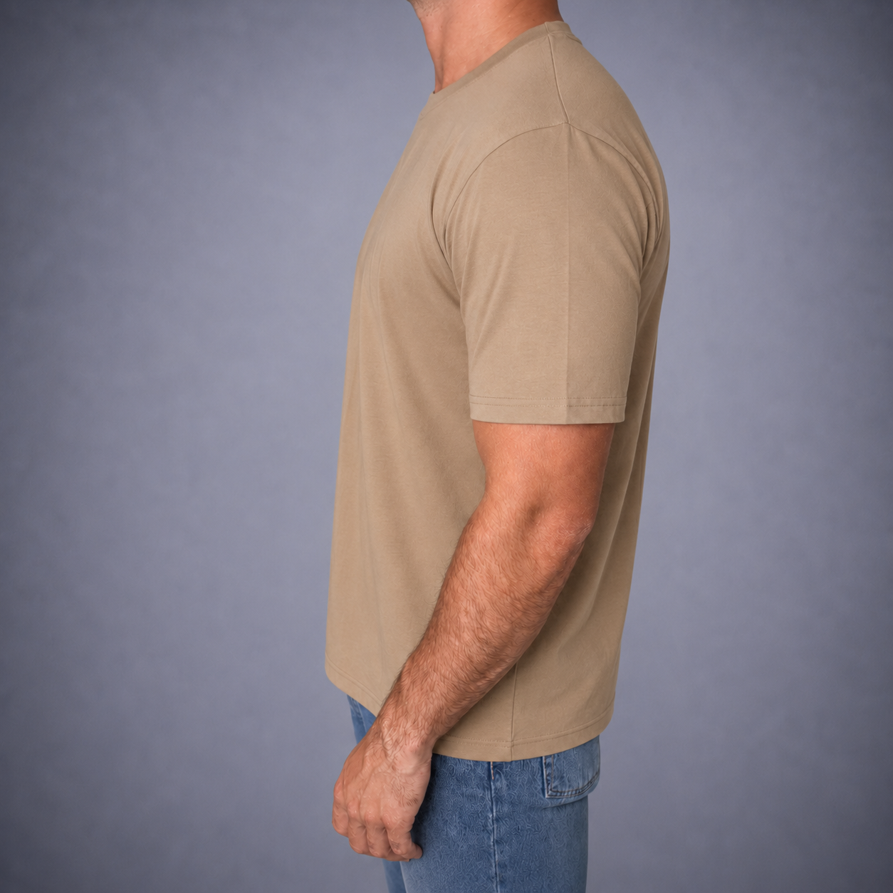 Dubbel Mercerized Glans T-shirt - Donker Beige