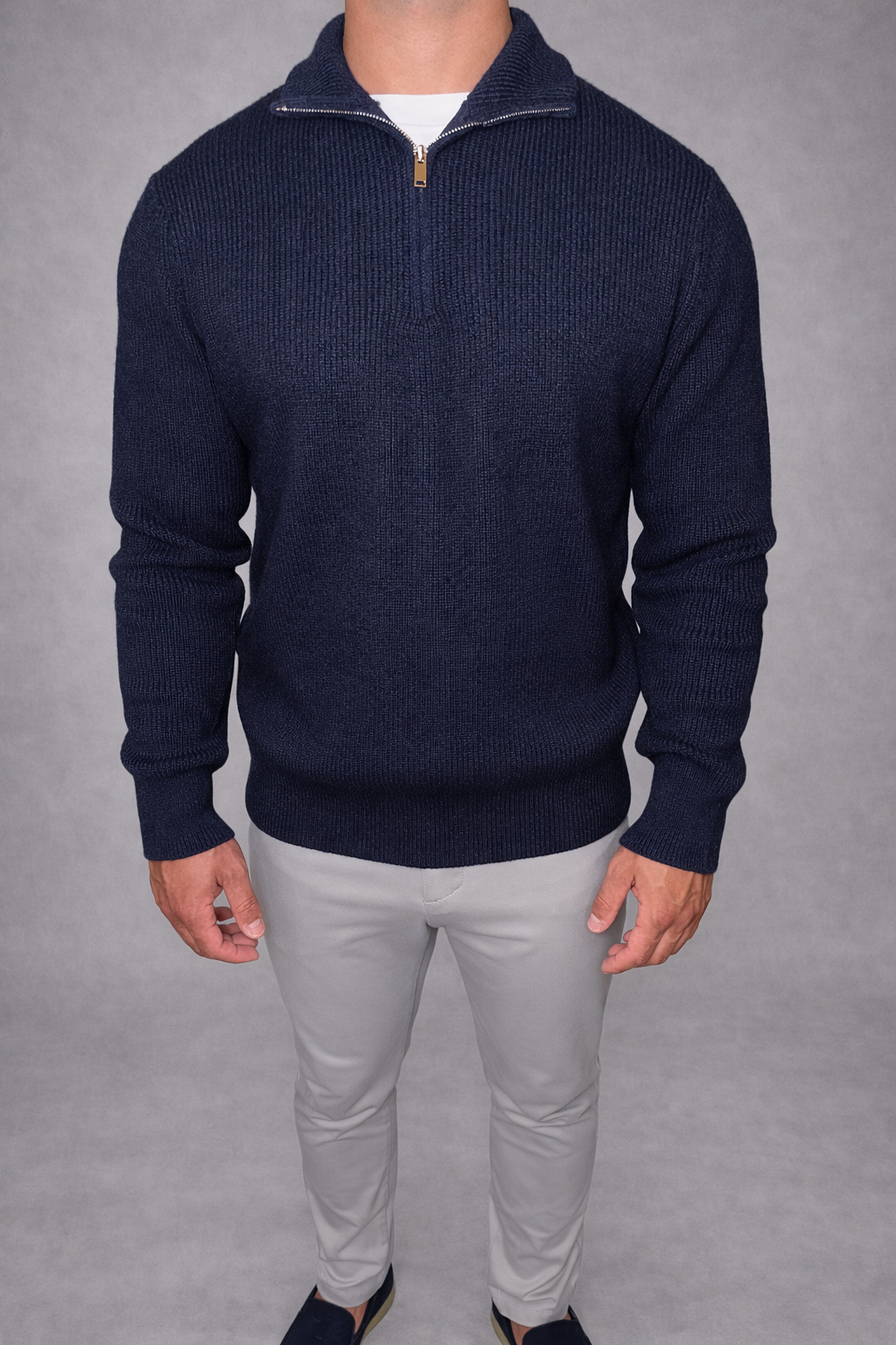 Quarter Zip - Marine blauw