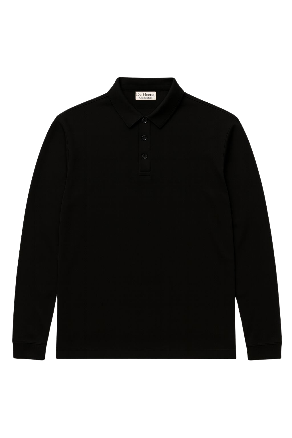 Luxe polo met lange mouwen - Zwart