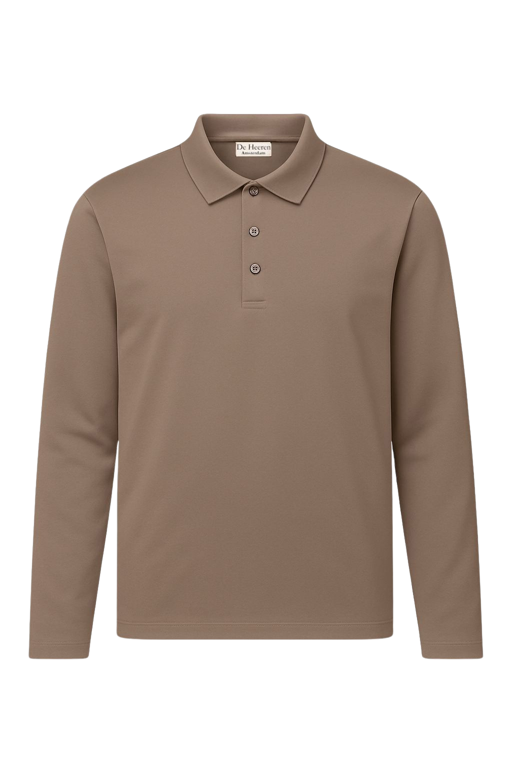 Luxe polo met lange mouwen - Zandbruin