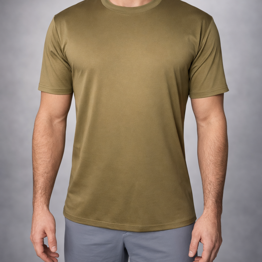 Mercerized Glans T-Shirt - Olijf groen