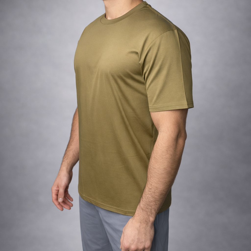 Mercerized Glans T-Shirt - Olijf groen