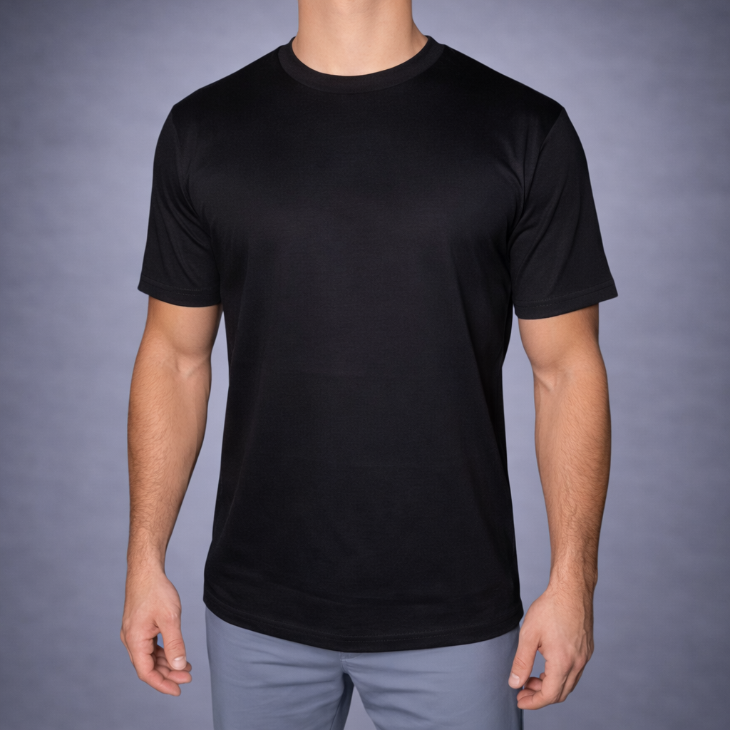 Mercerized Glans T-Shirt - Zwart