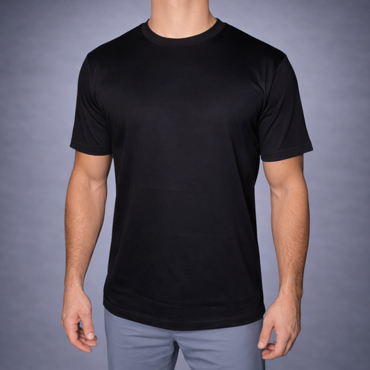 Mercerized Glans T-Shirt - Zwart