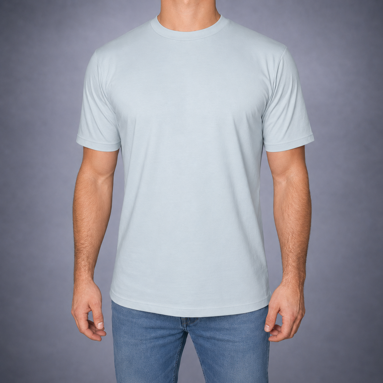 Dubbel Mercerized Glans T-Shirt - Lichtblauw