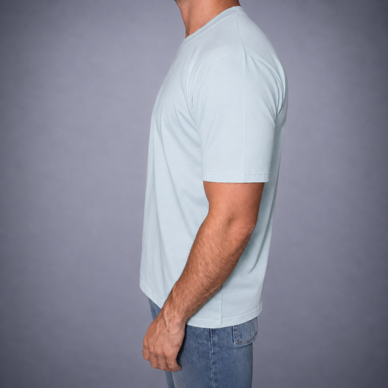 Dubbel Mercerized Glans T-Shirt - Lichtblauw
