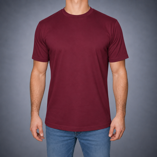 Dubbel Mercerized Glans T-shirt - Burgundy